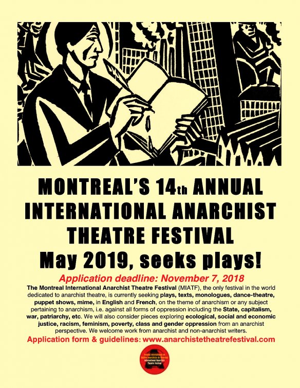 Montrealâ€™s 14th Annual International Anarchist Theatre Festival Seeks Plays!