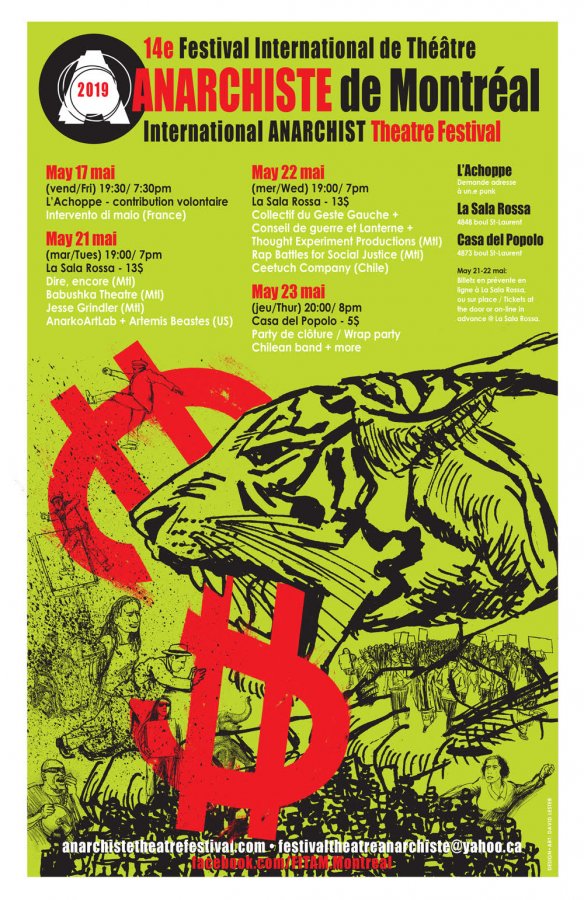 LE 14E FESTIVAL INTERNATIONAL DE THÉÂTRE ANARCHISTE DE MONTRÉAL: LE 17-23 MAI 2019